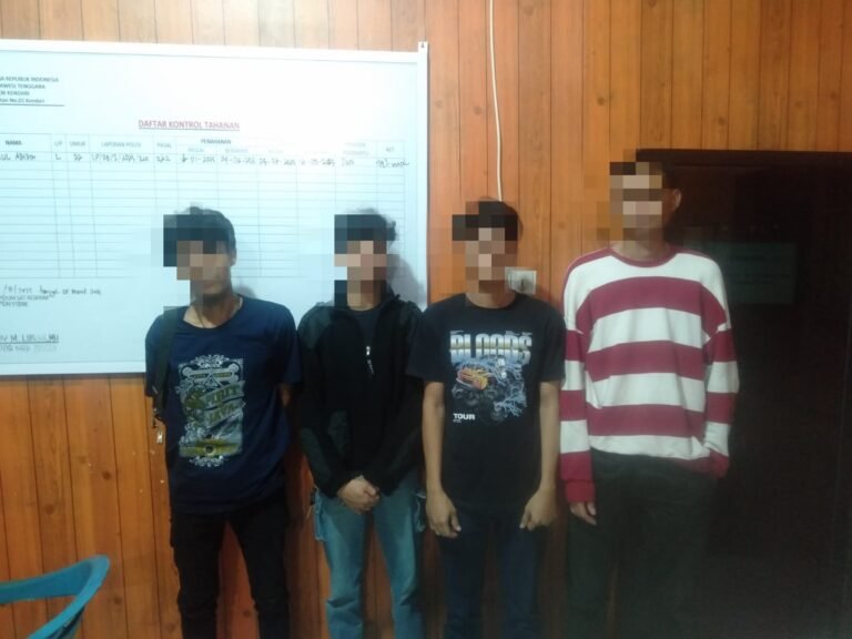 Empat Pemuda Diamankan Polisi Usai Melakukan Aksi Pengeroyokan di Depan Hotel Wixel Kendari
