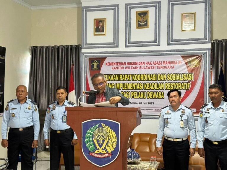 Kakanwil Kemenkumham Sultra Buka Rakor dan Sosialisasi Tentang Implementasi Keadilan Restoratif Bagi Pelaku Dewasa