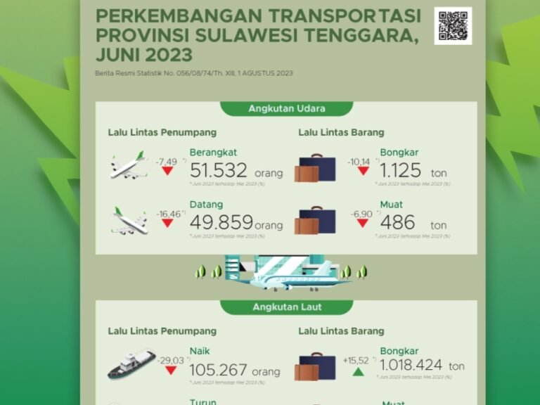BPS Sultra: Penggunaan Transportasi Alami Penurunan