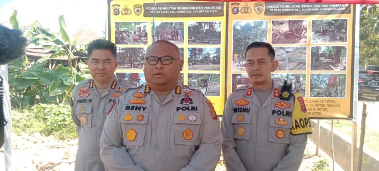 Bantu Masyarakat Penuhi Kebutuhan Air Bersih, Polda Sultra Beri Bantuan Sumur Bor di Desa Alebo dan Morome Konsel