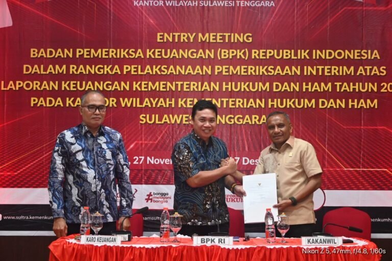 Maksimalkan Laporan Keuangan Tahun 2023, Kanwil Kemenkumham Sultra Gelar Entry Meeting