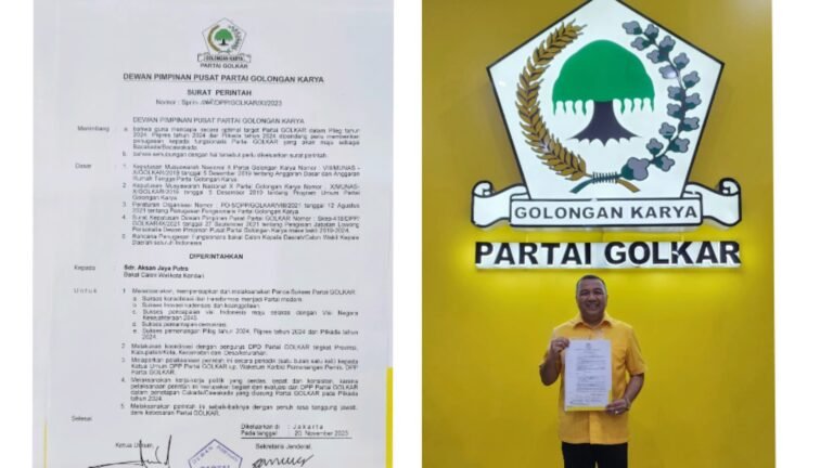 Maju di Pilwalkot Kendari 2024, Aksan Jaya Putra Terima Surat Tugas dari DPP Partai Golkar