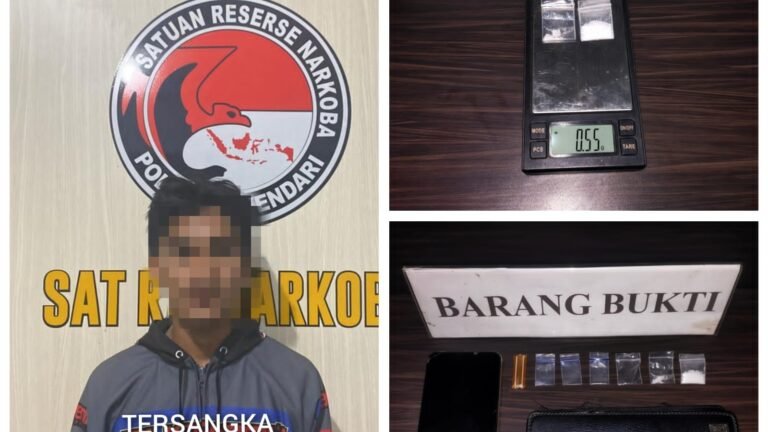 Polresta Kendari Amankan Seorang Pemuda di Hotel Gegara Kedapatan Edarkan Sabu