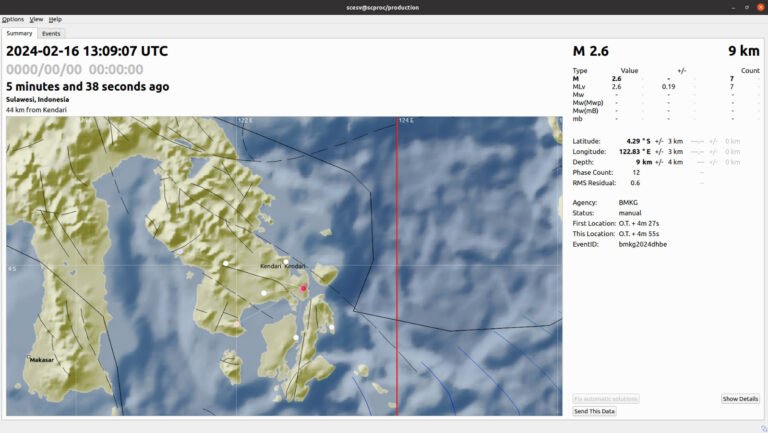 Konawe Selatan Diguncang Gempa Bumi 2,6 Magnitudo