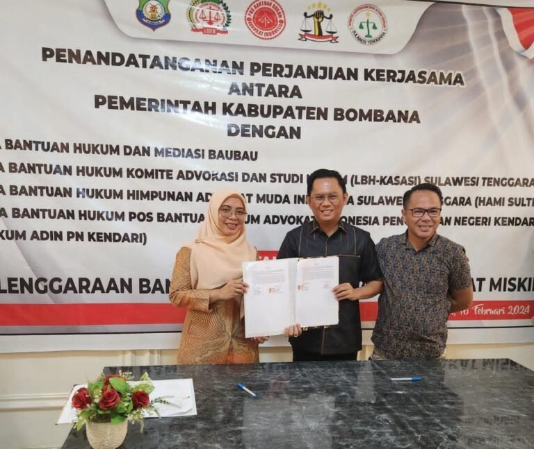 Bantuan Hukum untuk Masyarakat Kurang Mampu, Pemda Bombana MoU dengan LBH HAMI Sultra