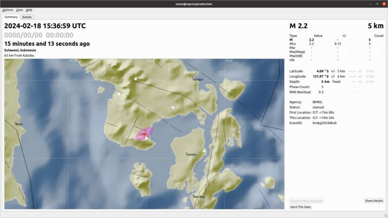 Bombana Diguncang Gempa Bumi 2,2 Magnitudo