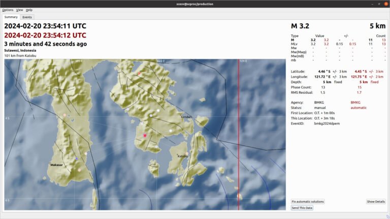 Bombana Diguncang Gempa Bumi 3,2 Magnitudo