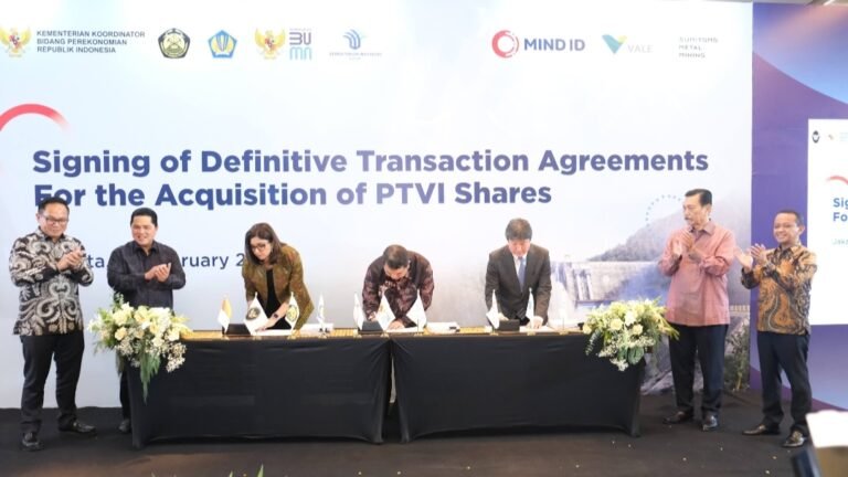 MIND ID, VCL dan SMM Tandatangani Perjanjian Jual Beli Saham Dalam Rangka Divestasi PT Vale Indonesia