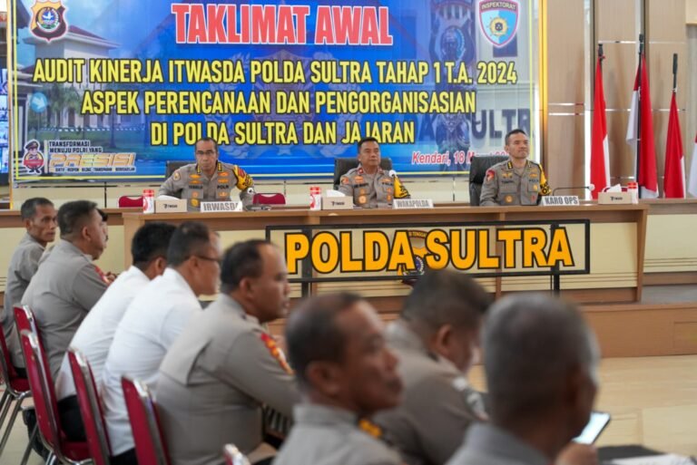 Pastikan Efektivitas dan Akuntabilitas Pengelolaan Sumber Daya, Polda Sultra Gelar Taklimat Awal Audit Kinerja Tahap Satu