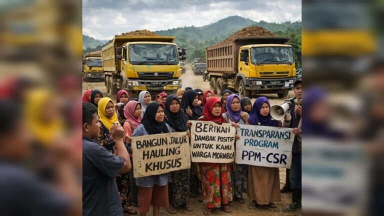 Puluhan Warga Morombo Demo PT Konawe Nikel Nusantara Tuntut Jalan Hauling