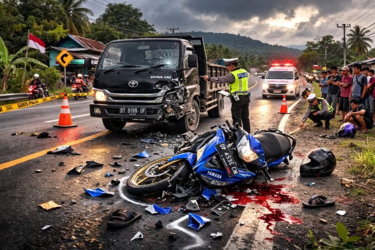 Mahasiswa Tewas Usai Tabrak Truk di Jalan Trans Sulawesi Kolaka