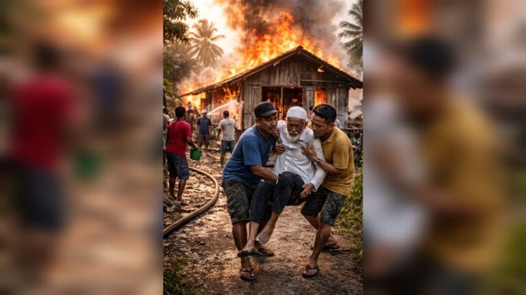 Kakek 101 Tahun Nyaris Terbakar Saat Rumah di Konawe Dilalap Api