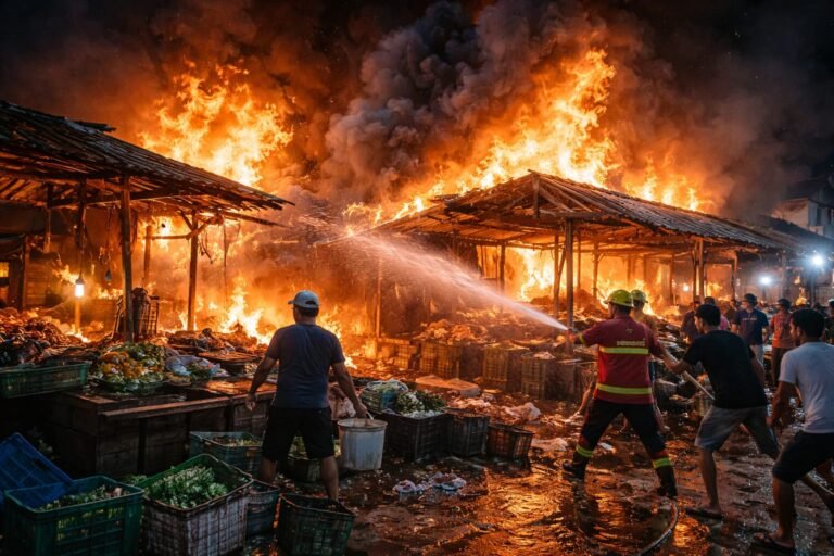 Kebakaran Hanguskan Dua Bangunan di Eks Pasar Sore Bombana