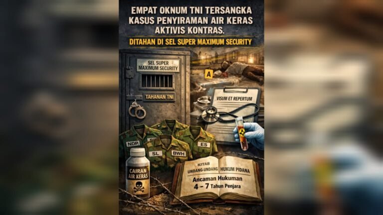 Empat Oknum TNI Jadi Tersangka Kasus Penyiraman Air Keras Aktivis KontraS, Ditahan di Sel Super Maximum Security