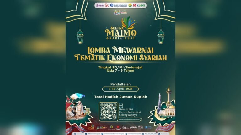 Lomba Mewarnai Ekonomi Syariah Sultra 2026 Dibuka untuk Anak