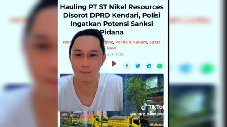 Andre Darmawan Soroti Dugaan Pelanggaran Hauling PT ST Nikel Sebut OTT Hanya Bagian Kecil, Ada Potensi Pidana yang Lebih Besar