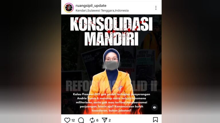 Seruan Konsolidasi Mandiri Mahasiswa UHO Menggema di Medsos