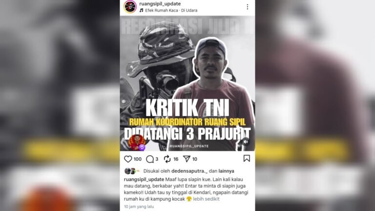 Rumah Koordinator Ruang Sipil Didatangi Prajurit, Picu Sorotan Publik