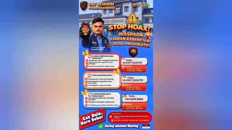 Polresta Kendari Imbau Warga Stop Hoaks dan Ujaran Kebencian