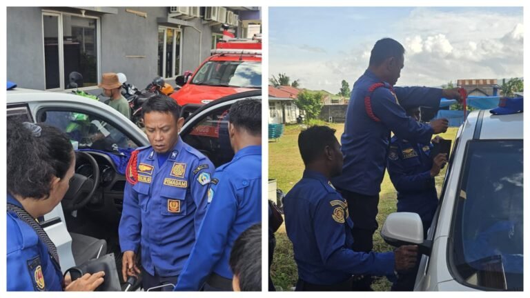 Damkar Kendari Evakuasi Mobil Terkunci di Hotel Liras