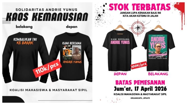 Kaos Solidaritas Andrie Yunus Dijual, Dukungan Isu Kemanusiaan Menguat