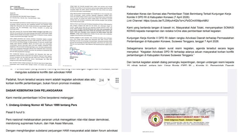Masyarakat Adat Tolaki Minta TV One Minta Maaf, Soroti Berita Tambang PT SCM