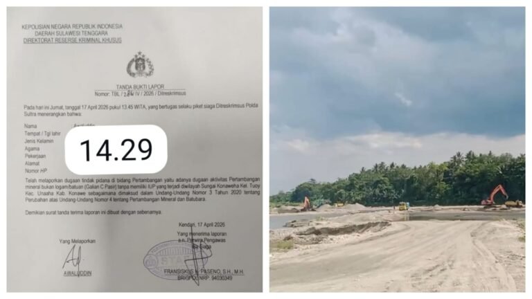 Ampuh Sultra Laporkan Tambang Pasir Ilegal Konaweeha, Polisi Didesak Bertindak