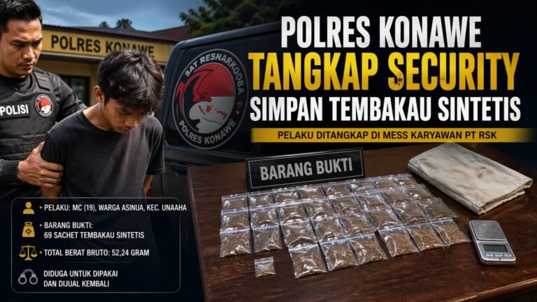 Polres Konawe Tangkap Security Simpan Tembakau Sintetis