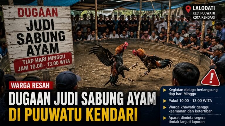 Warga Resah, Dugaan Judi Sabung Ayam di Lalodati Puuwatu Kendari