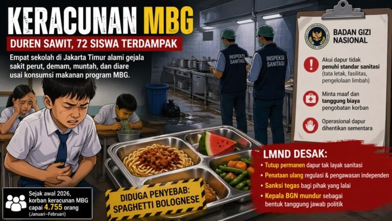 72 Siswa Terdampak Keracunan MBG Duren Sawit, LMND Desak Kepala BGN Mundur