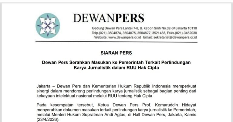 Dewan Pers Dorong Perlindungan Karya Jurnalistik di RUU Hak Cipta