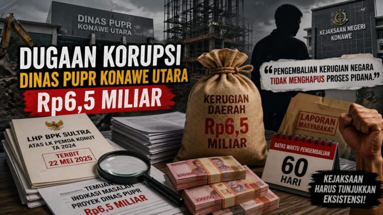 Dugaan Korupsi PUPR Konut Rp6,5 Miliar, Kejari Disorot