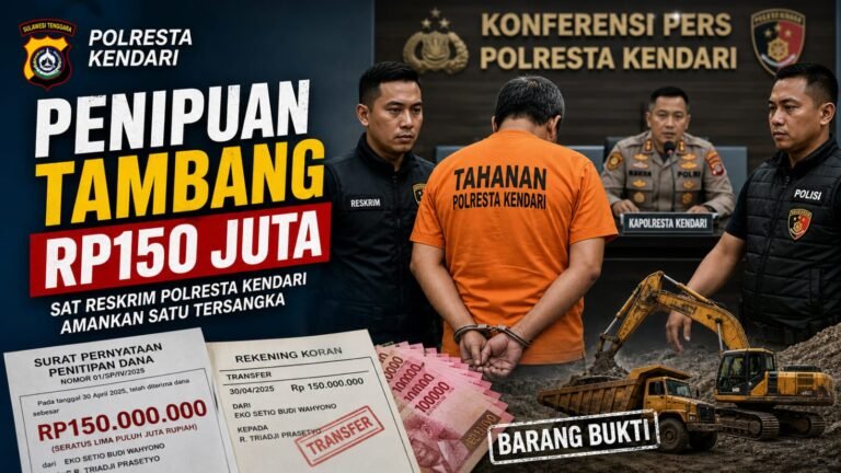Polresta Kendari Ungkap Penipuan Tambang Rp150 Juta, Satu Tersangka Ditangkap