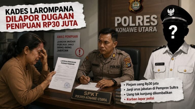 Kades Larompana Dilapor Dugaan Penipuan Rp30 Juta di Konut