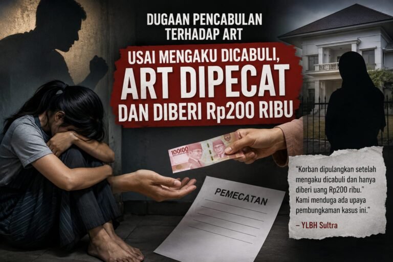 YLBH Sultra Soroti Dugaan Pembungkaman Kasus ART di Rumah Bupati