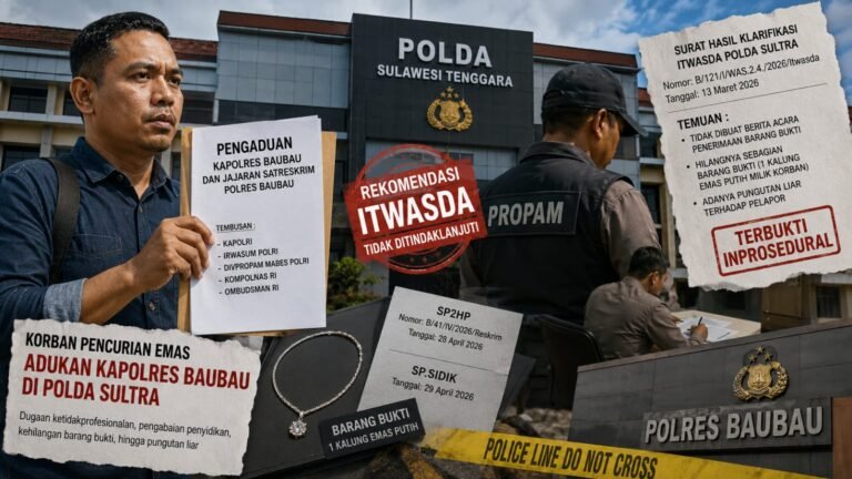 Abaikan Surat Klarifikasi Itwasda, Korban Pencurian Emas Adukan Kapolres Baubau di Polda Sultra