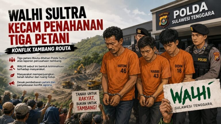 WALHI Sultra Kecam Penahanan Tiga Petani Konflik Tambang Routa