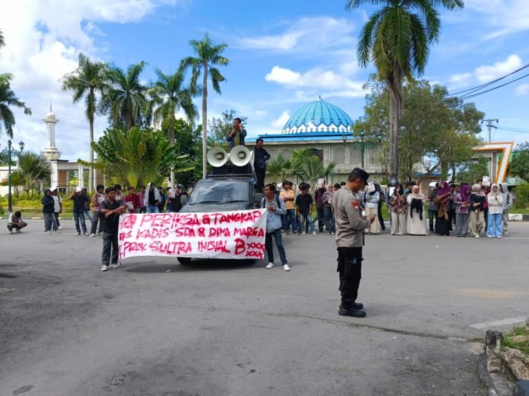 Demo JANGKAR Sultra Soroti Pernyataan Asintel Kejati Soal Kasus Cirauci II