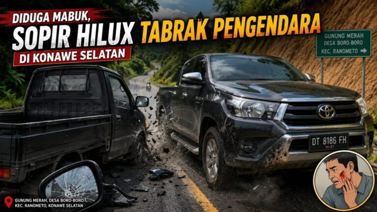 Diduga Mabuk, Sopir Hilux Tabrak Pengendara di Konsel