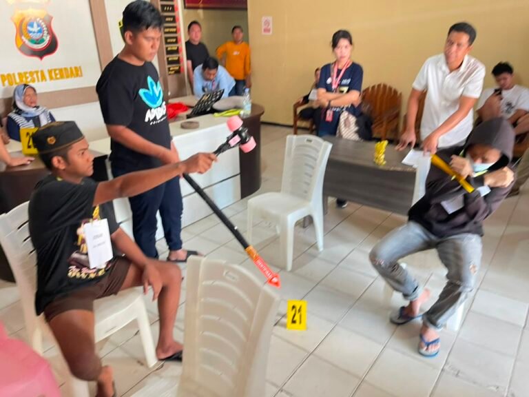 Polresta Kendari Gelar Rekonstruksi Kasus Pembunuhan Berencana di Puuwatu