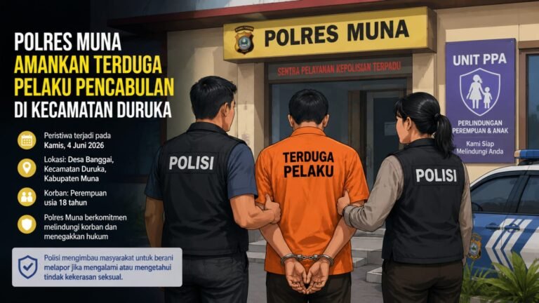 Polres Muna Amankan Terduga Pelaku Pencabulan di Kecamatan Duruka