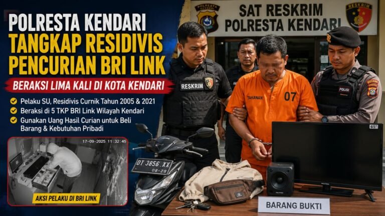 Polresta Kendari Tangkap Residivis Pencurian BRI Link, Beraksi Lima Kali