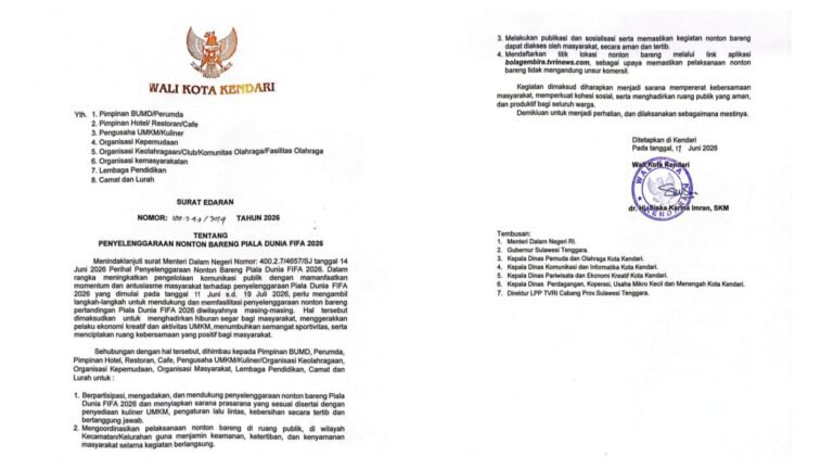 Wali Kota Kendari Ajak Warga Gelar Nobar Piala Dunia 2026