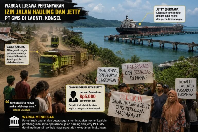 Warga Laonti Pertanyakan Izin Jalan Hauling dan Jetty PT GMS