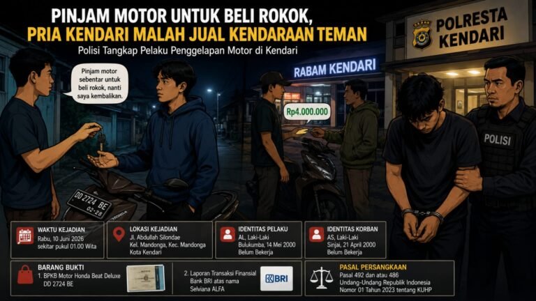 Pinjam Motor untuk Beli Rokok, Pria Kendari Malah Jual Kendaraan Teman