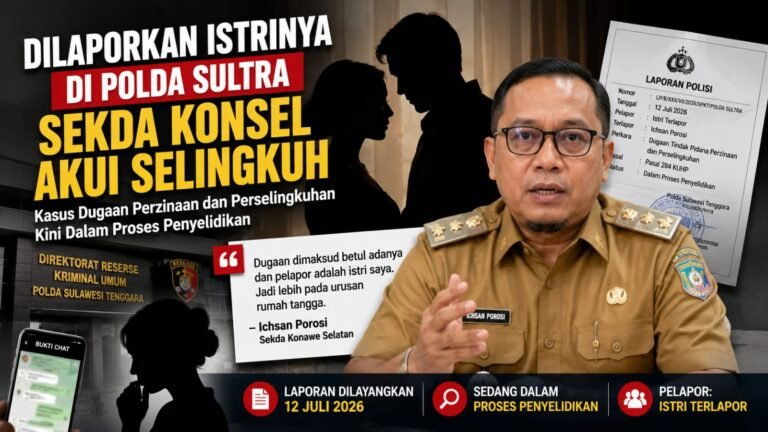Dilaporkan Istri ke Polda Sultra, Sekda Konsel Akui Dugaan Perselingkuhan