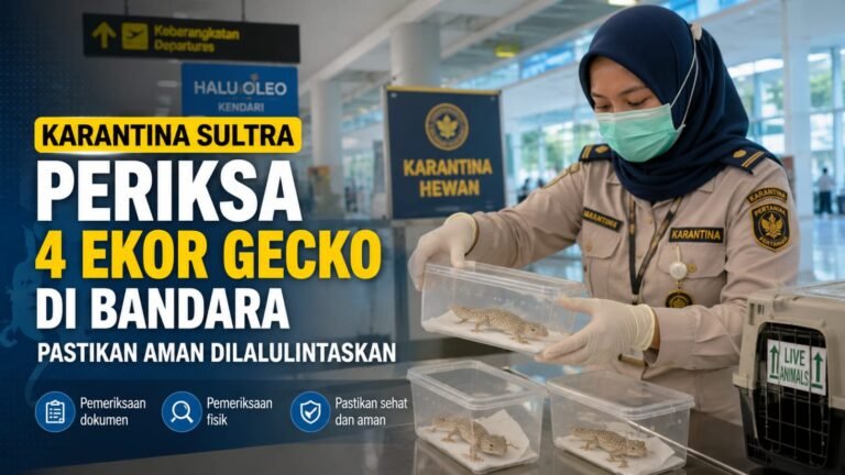 Karantina Sultra Periksa Empat Gecko di Bandara Halu Oleo Sebelum Dikirim