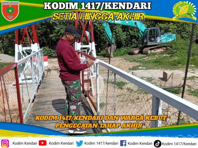Kodim 1417 Kendari Rampungkan Pengecatan Jembatan Perintis Garuda di Konsel