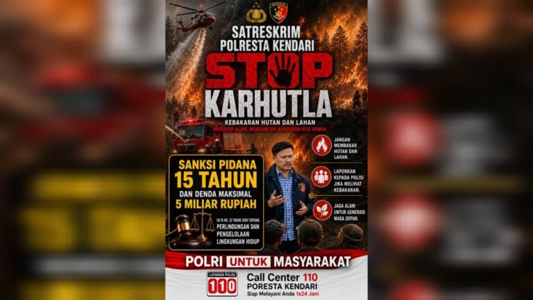 Polresta Kendari Ingatkan Ancaman 15 Tahun Penjara Pelaku Karhutla