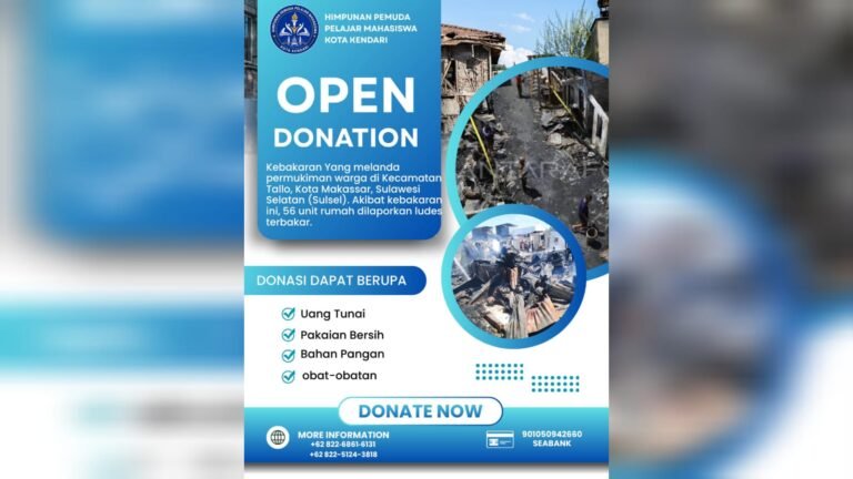 HIPPMAKOT Kendari Buka Donasi untuk Korban Kebakaran Tallo Makassar